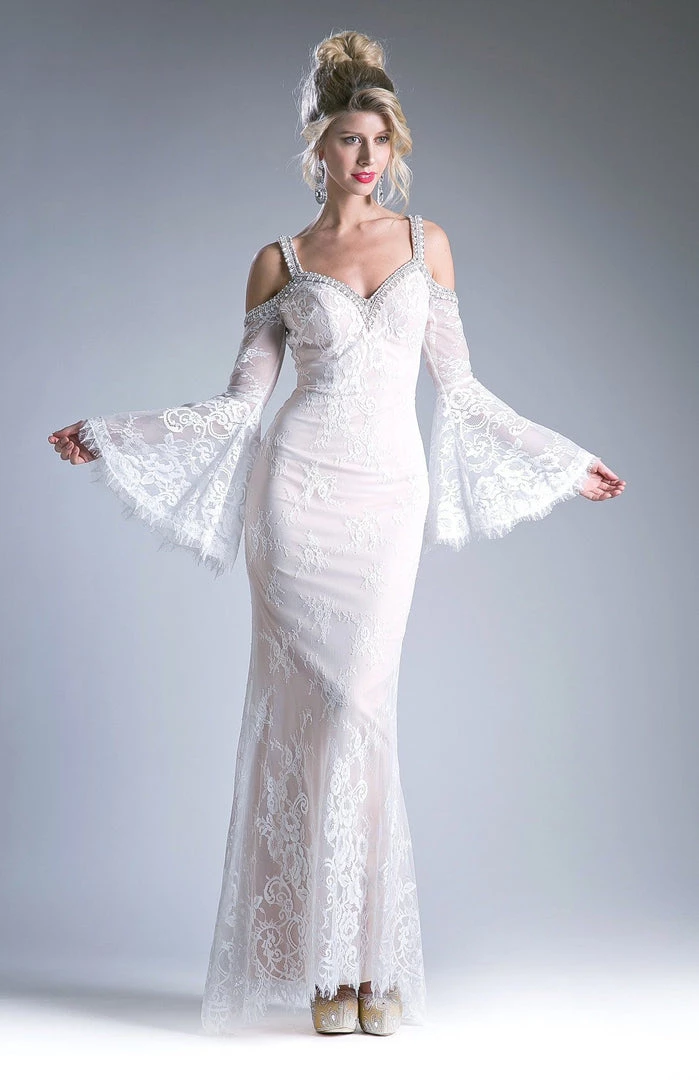 Prom Long Fitted Lace Dress With Bell Sleeves By Cinderella Divine 13112 7 Prom Long Fitted Lace Dress With Bell Sleeves By Cinderella Divine 13112