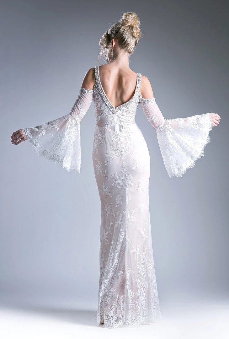 Prom Long Fitted Lace Dress With Bell Sleeves By Cinderella Divine 13112 8 Prom Long Fitted Lace Dress With Bell Sleeves By Cinderella Divine 13112