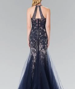 Lace Halter Mermaid Dress By Elizabeth K GL2243