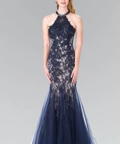 Lace Halter Mermaid Dress By Elizabeth K GL2243