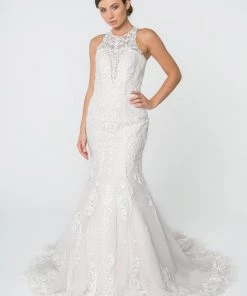 Lace High-Neck Wedding Mermaid Gown By Elizabeth K GL2818
