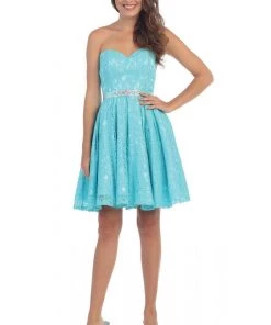 Prom Lace Short Sweetheart Dress With Corset Back By Star Box 6147