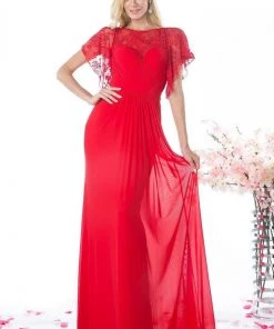 Lace Tulle Sheath Gown By Cinderella Divine CD494 Prom