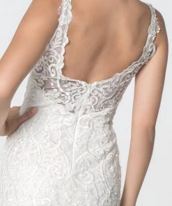 Lace V-Neck Wedding Mermaid Gown By Elizabeth K GL2815 10 Lace V-Neck Wedding Mermaid Gown By Elizabeth K GL2815