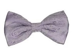 Vesuvio Napoli Men Lavender Paisley Bow Ties With Matching Pocket Squares