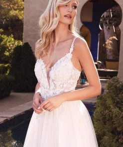 Layered A-line Tulle White Gown By Cinderella Divine CB072W 15 Layered A-line Tulle White Gown By Cinderella Divine CB072W