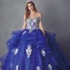 Layered Off Shoulder Glitter Ball Gown By Juliet 1432