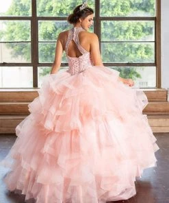 Calla Collection Layered High Neck Quinceanera Dress By Calla KY75178X Quinceañera