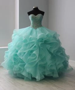 Layered Strapless Tulle Quinceanera Dress By House Of Wu 26911