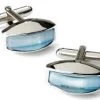 ABC Fashion Light Blue Cat Eye Silver Cufflinks Men