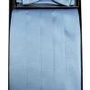Vesuvio Napoli Light Blue Poly Satin Cummerbund, Bow Tie, And Hanky Set Men