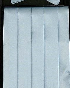 Vesuvio Napoli Light Blue Silk Satin Cummerbund And Bow Tie Set Men