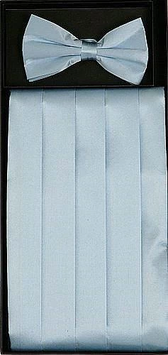 Vesuvio Napoli Light Blue Silk Satin Cummerbund And Bow Tie Set Men 3 Vesuvio Napoli Light Blue Silk Satin Cummerbund And Bow Tie Set Men