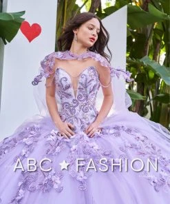 Ragazza Fashion Lilac Cape Quinceanera Dress By Ragazza D51-551 Quinceañera