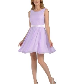 Prom Lilac Short Knee Length Chiffon Dress By Poly USA