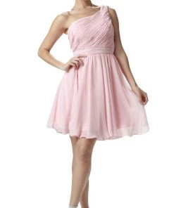 Prom Lilac Short One Shoulder Ruched Dress By Poly USA