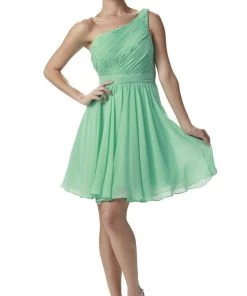 Prom Lilac Short One Shoulder Ruched Dress By Poly USA