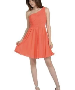 Prom Lilac Short One Shoulder Ruched Dress By Poly USA