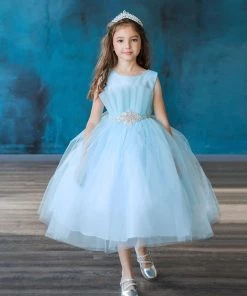 Calla Collection Flower Girl Dresses Little Girls Pleated Tea Length Tulle Dress By Calla D793