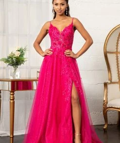 Long 3D Floral Slit Dress By Elizabeth K GL3034