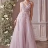 Long 3D Floral Tulle Dress By Cinderella Divine CD0181 Prom