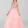 Long A-line Ball Gown With Beaded Illusion Bodice By Poly USA 7726