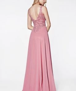 Prom Long Lace Bodice Chiffon Dress By Cinderella Divine CD0133