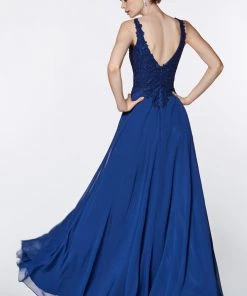 Prom Long Lace Bodice Chiffon Dress By Cinderella Divine CD0133