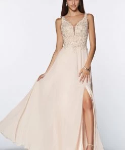 Prom Long Lace Bodice Chiffon Dress By Cinderella Divine CD0133