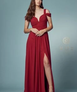 Prom Long A-line Cold Shoulder Dress With Slit By Nox Anabel Y277