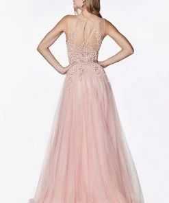 Prom Tulle Gown With Lace Bodice By Cinderella Divine CJ501