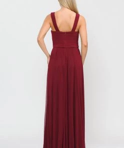 Long A-line Dress With Pleated Bodice By Poly USA 8554