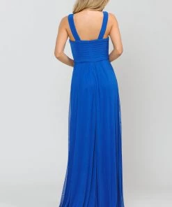 Long A-line Dress With Pleated Bodice By Poly USA 8554