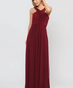 Long A-line Dress With Pleated Bodice By Poly USA 8554