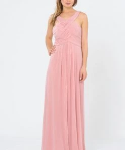 Long A-line Dress With Pleated Bodice By Poly USA 8554