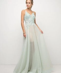 Applique Long Tulle Dress By Cinderella Divine UW203 Prom