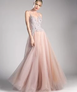 Applique Long Tulle Dress By Cinderella Divine UW203 Prom