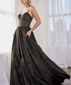 Long A-line Glitter Dress By Cinderella Divine J796 21 Long A-line Glitter Dress By Cinderella Divine J796