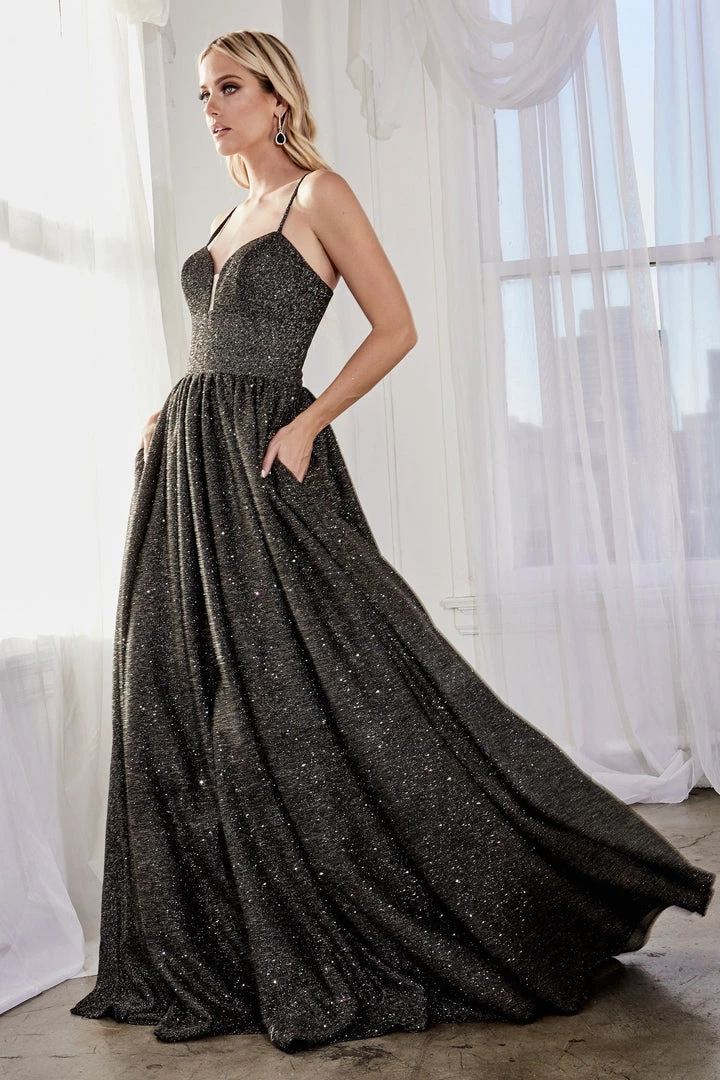 Long A-line Glitter Dress By Cinderella Divine J796 12 Long A-line Glitter Dress By Cinderella Divine J796