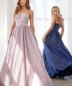 Long A-line Glitter Dress By Cinderella Divine J796