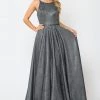 Long A-line Glitter Dress With Corset Back By Poly USA 8436 Prom