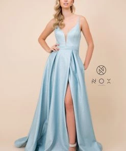 Long A-Line Glitter Knit Dress By Nox Anabel E379