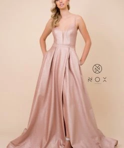 Long A-Line Glitter Knit Dress By Nox Anabel E379