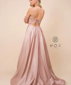 Long A-Line Glitter Knit Dress By Nox Anabel E379