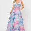 Prom Long A-line Glitter Tie Dye Formal Dress By Poly USA 8346