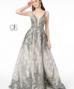 Long A-line Jeweled Lace Dress By Elizabeth K GL1835