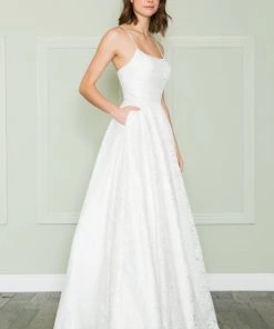 Long A-line Lace Dress By Poly USA 8862 Prom