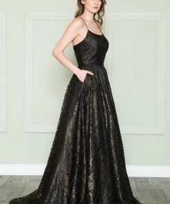 Long A-line Lace Dress By Poly USA 8862 Prom