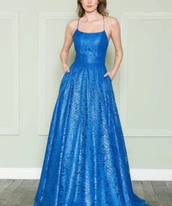 Long A-line Lace Dress By Poly USA 8862 Prom