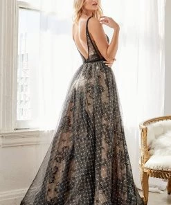 Prom Long A-line Lace Overlay Dress By Cinderella Divine H9928